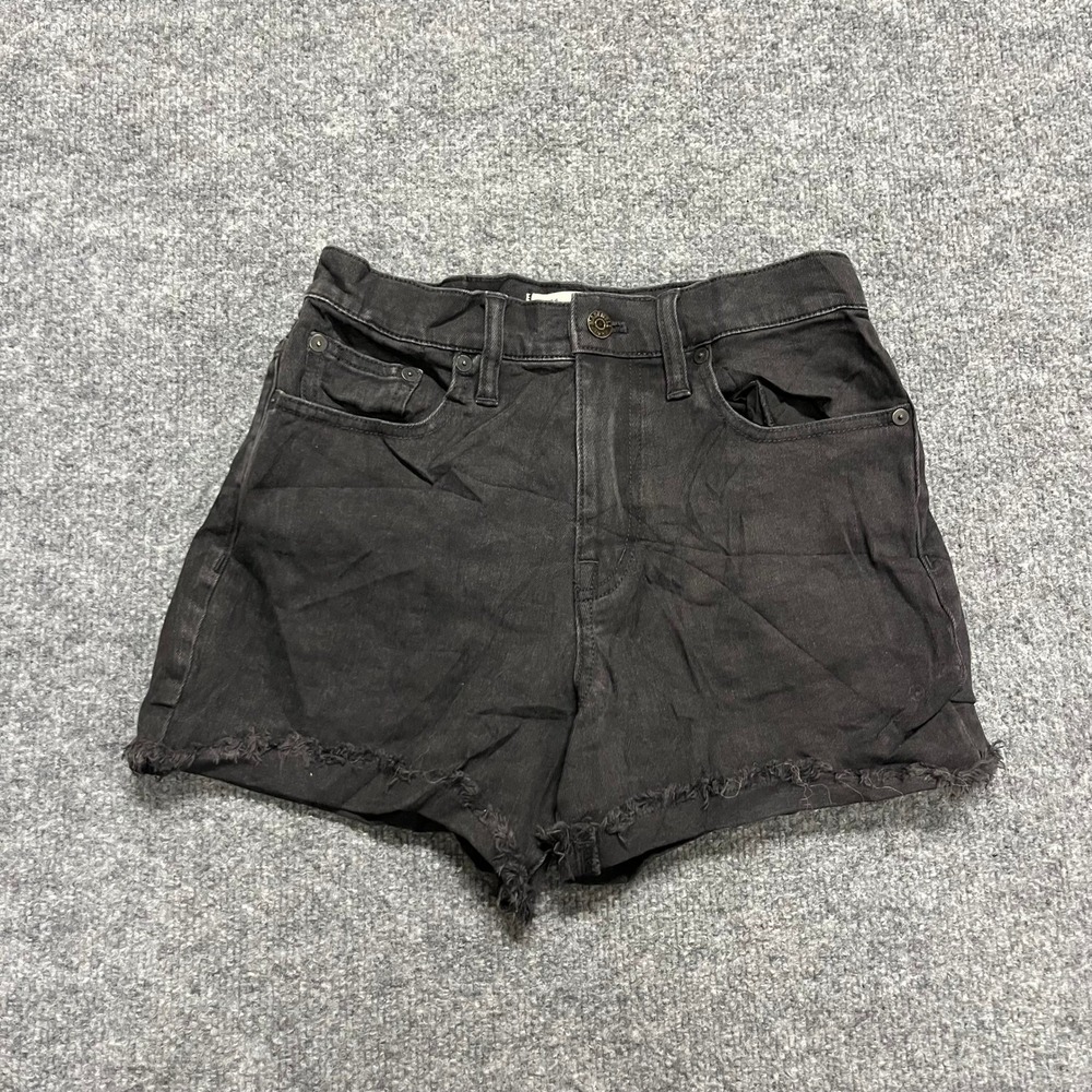Madewell Denim Shorts Womens Size 25 Black High Rise Raw Hem Frayed C1732 Casual